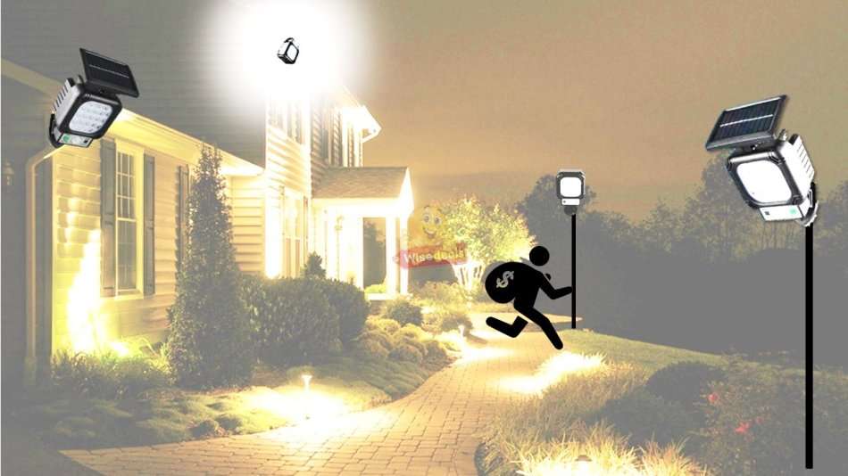 Super Bright Solar Split LED Wall Light, Build in Battery, 3 Selection Modes, Zero Electricity