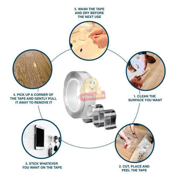 Super Strong Washable and Reusable Magic Nano Gel Tape