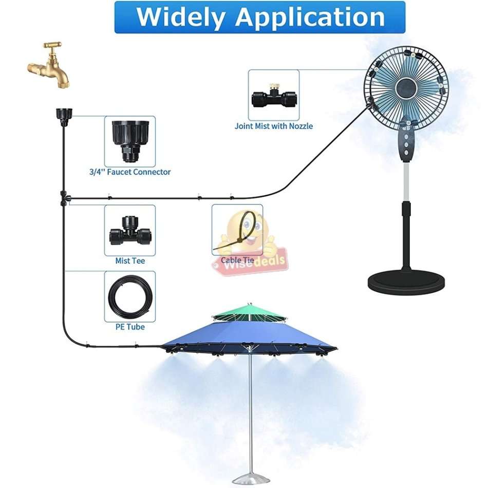Pre-assembled Outdoor Misting / Irrigation System with Premium Brass Nozzles for outdoor Cooling