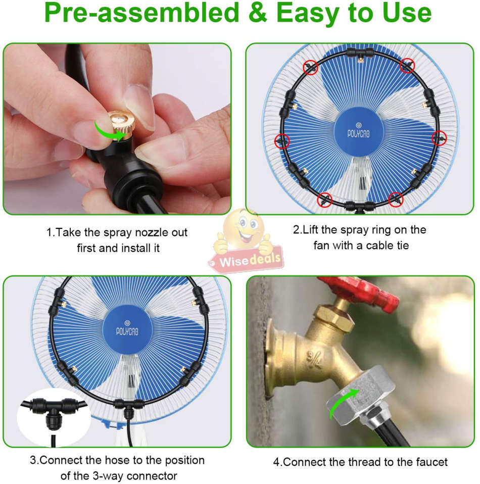 Pre-assembled Outdoor Misting / Irrigation System with Premium Brass Nozzles for outdoor Cooling