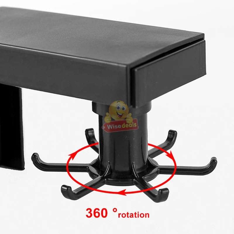 360° Rotating Aluminum Wall Mounted Hanging 8 Hook Set, Great Organizer and Space Saver