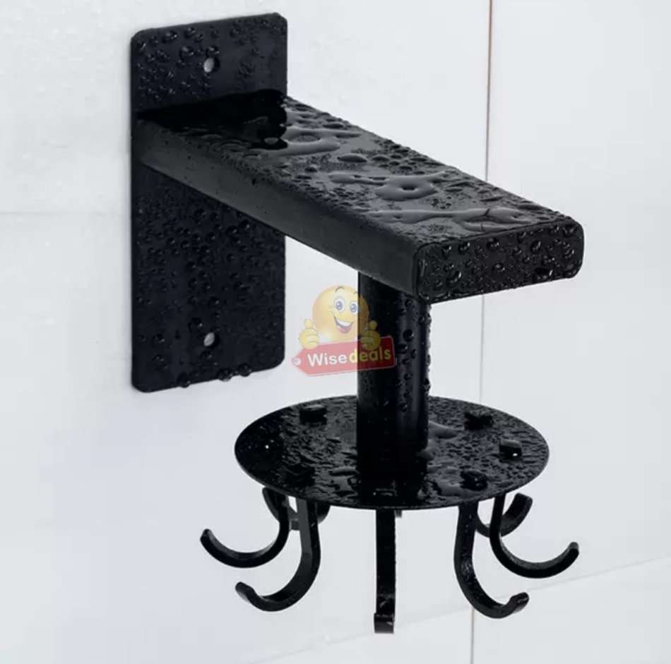 360° Rotating Aluminum Wall Mounted Hanging 8 Hook Set, Great Organizer and Space Saver