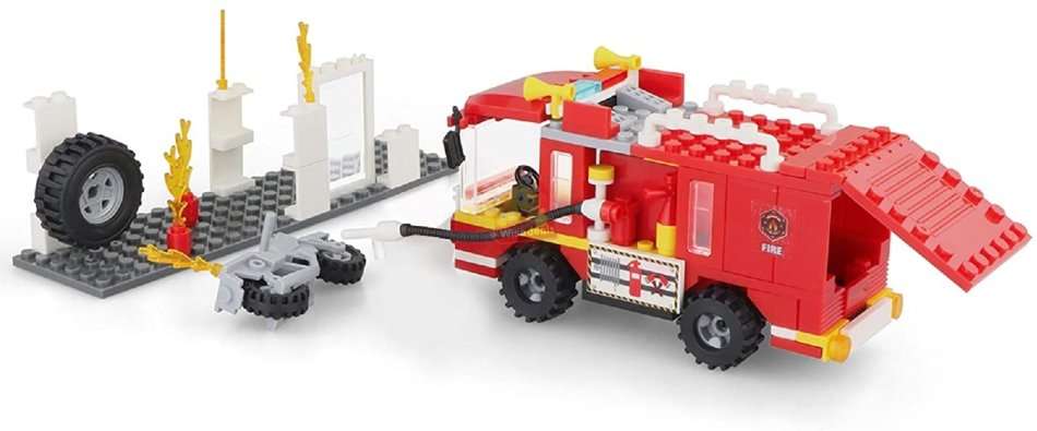 2 In 1 Fire Building Block Set, 184 Pieces with Movable Wheels, Compatible with Lego