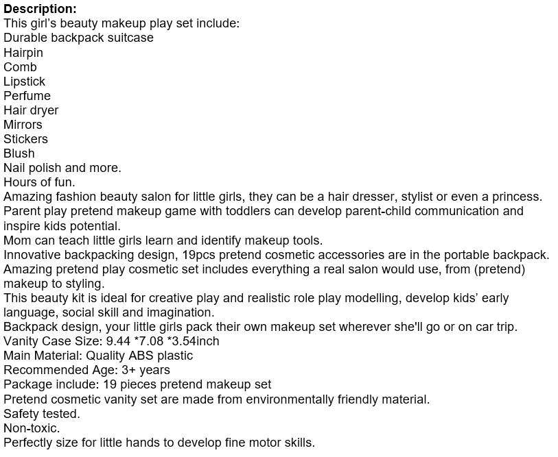 Princess Salon and Make-up Play set for the Little Princess in your Life. Lots of Accessories