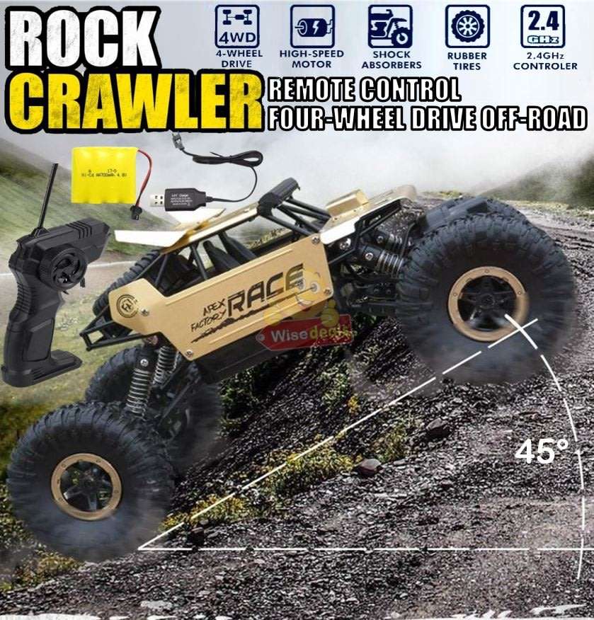 RC Rock Crawler  4WD, Shock Absorbers, Conquer all terrain, 45° Slope Climbing, Powerful & Fast