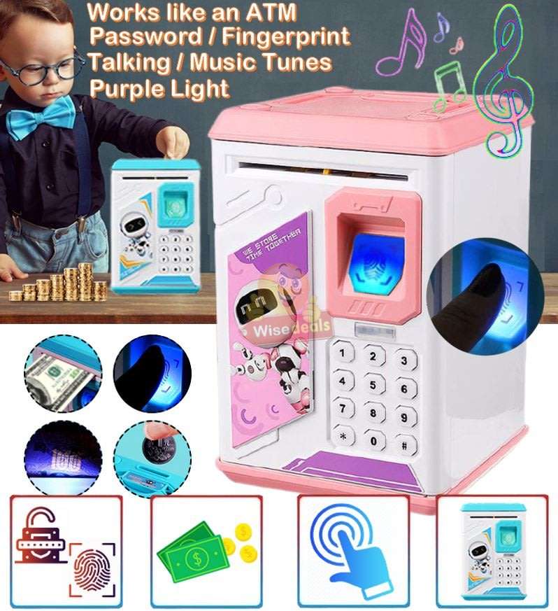 Robot ATM Password & Fingerprint Money Box with Music - Encourage Children to Save Money