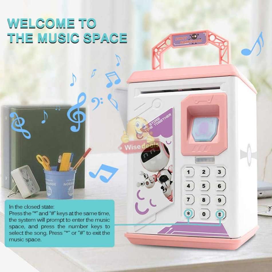 Robot ATM Password & Fingerprint Money Box with Music - Encourage Children to Save Money