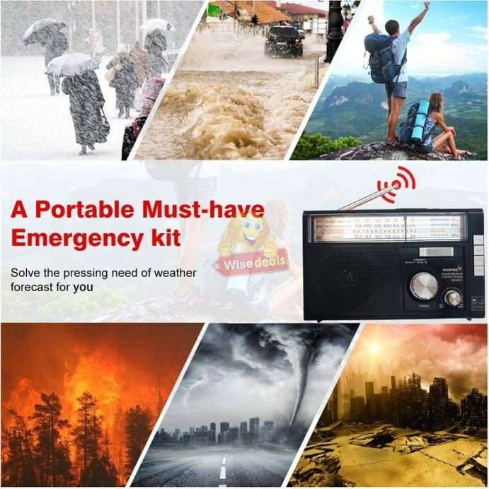 Rechargeable Bluetooth SOLAR AM-FM Radio with USB, SD, Aux MP3 Player, Flashlight, 18650mAh