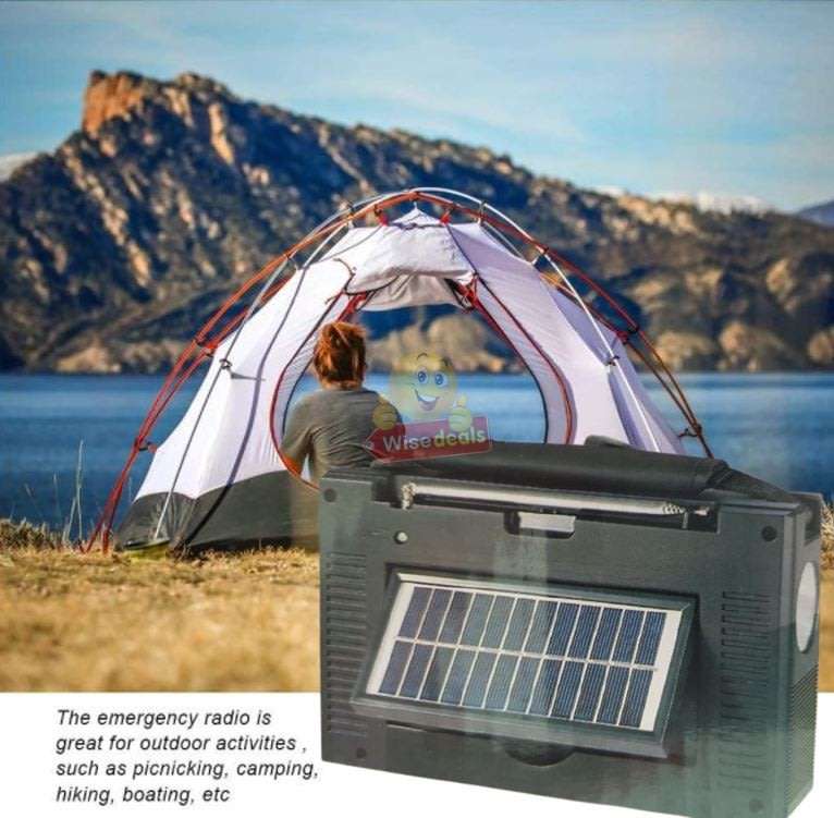 Rechargeable Bluetooth SOLAR AM-FM Radio with USB, SD, Aux MP3 Player, Flashlight, 18650mAh
