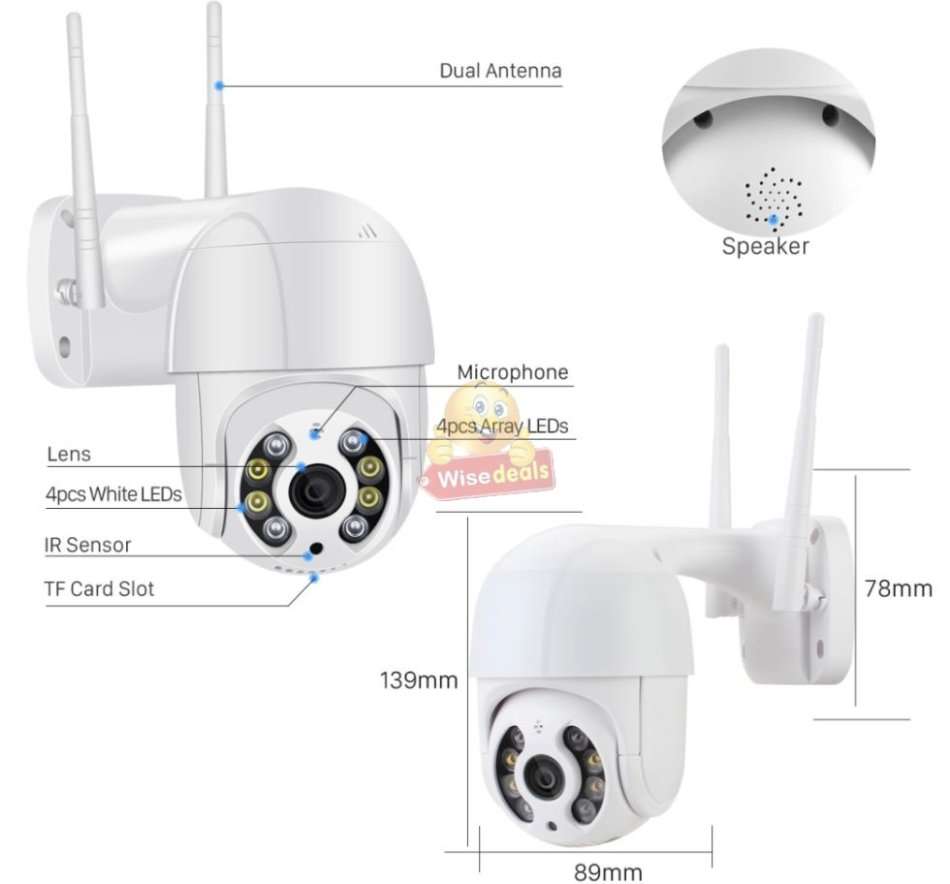 Waterproof Outdoor WIFI IP Camera, Alarm, Motion Detector, Two-way Communication etc.