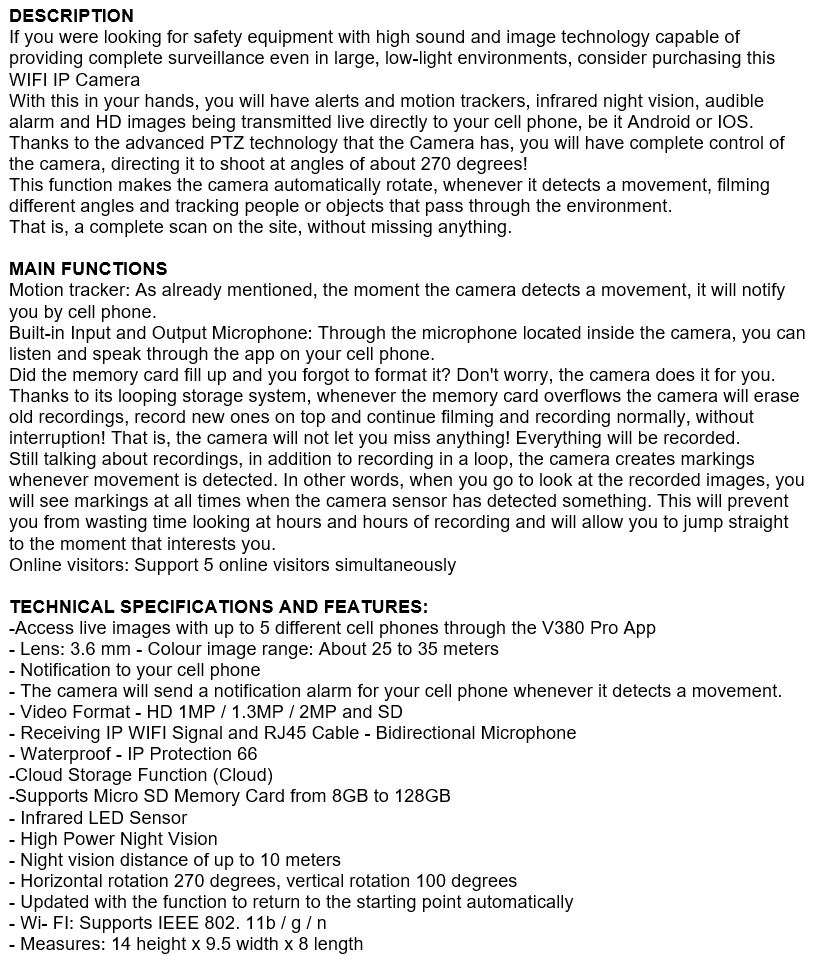 Waterproof Outdoor WIFI IP Camera, Alarm, Motion Detector, Two-way Communication etc.