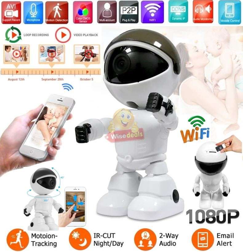 Wireless ROBOT WIFI IP Security Surveillance Camera, Motion Detection, Two way Talk, Tracking...