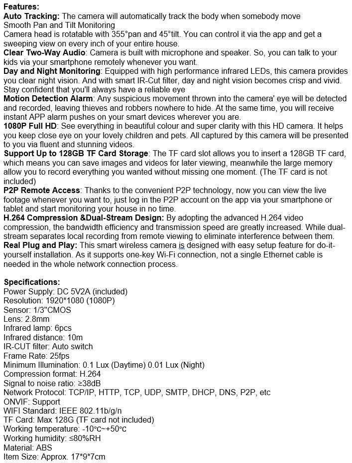 Wireless ROBOT WIFI IP Security Surveillance Camera, Motion Detection, Two way Talk, Tracking...