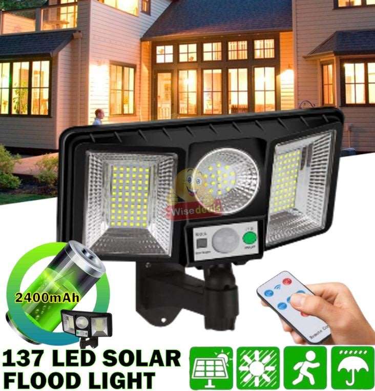 Super Bright 137 LED Solar Flood Light, 2400mAh Large Solar Rechargeable Battery, Waterproof etc