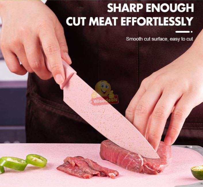 6 Pcs Corrugated Kitchen Knife Set, Super Sharp, Durable Coating, Tarnish and Rust Resistant