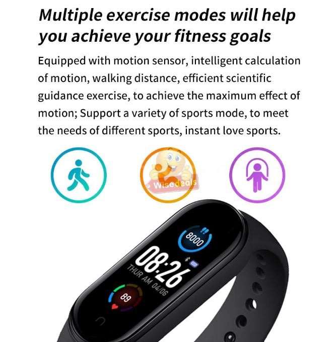 Bluetooth Fitness Watch - Monitor Heart Rate, Blood Pressure, Blood Oxygen, Sport, Calorie, Distance
