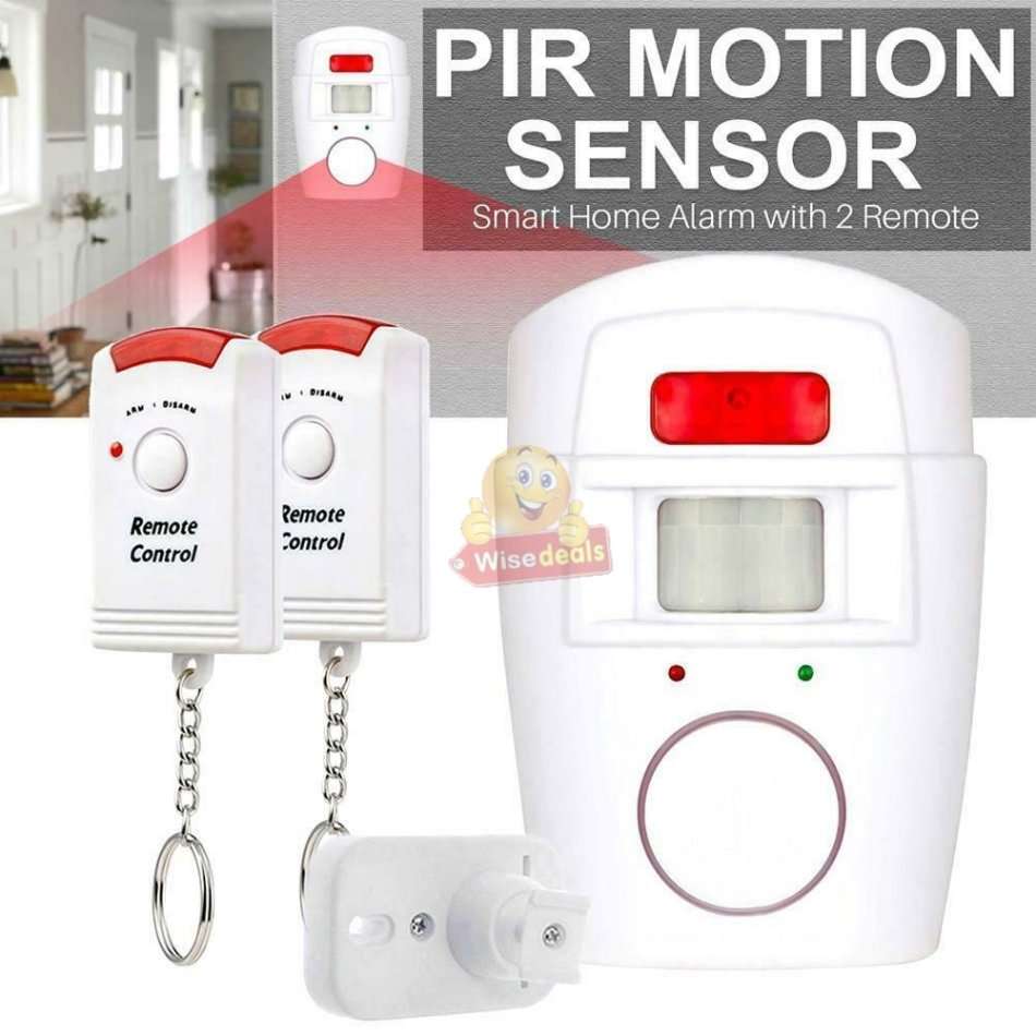 Wireless PIR Motion Sensor Alarm With 2 Remotes and Mount Bracket, Secure your Home