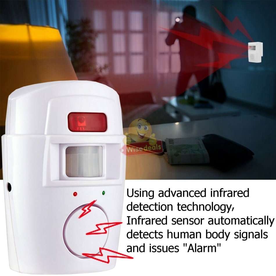 Wireless PIR Motion Sensor Alarm With 2 Remotes and Mount Bracket, Secure your Home