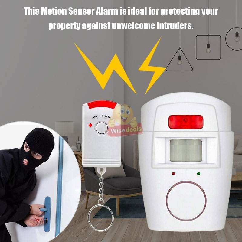 Wireless PIR Motion Sensor Alarm With 2 Remotes and Mount Bracket, Secure your Home