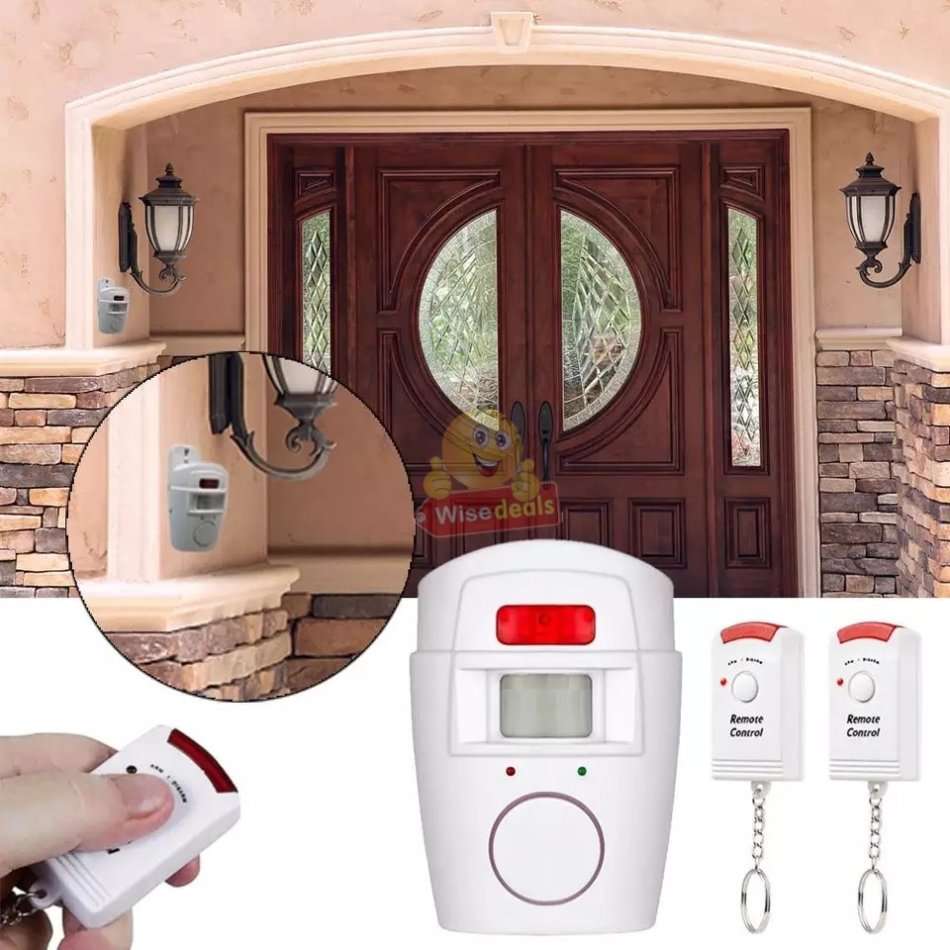 Wireless PIR Motion Sensor Alarm With 2 Remotes and Mount Bracket, Secure your Home