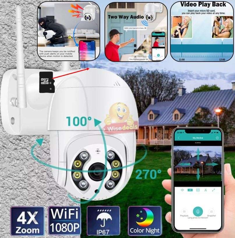 Waterproof Outdoor WIFI IP Camera, Alarm, Motion Detector, Two-way Communication etc.