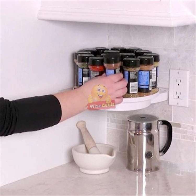 Instant 360° Rotating Shelf with Gripology Suction System, Space Saver, No Tools, No Assembly