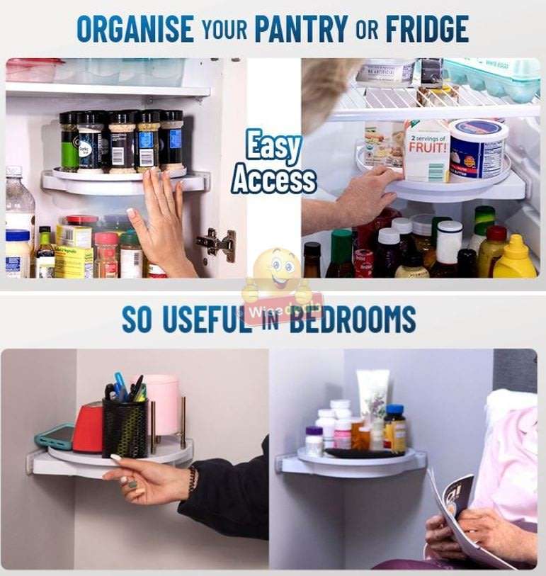 Instant 360° Rotating Shelf with Gripology Suction System, Space Saver, No Tools, No Assembly