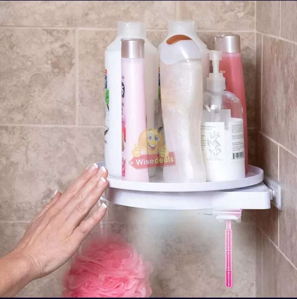 Instant 360° Rotating Shelf with Gripology Suction System, Space Saver, No Tools, No Assembly