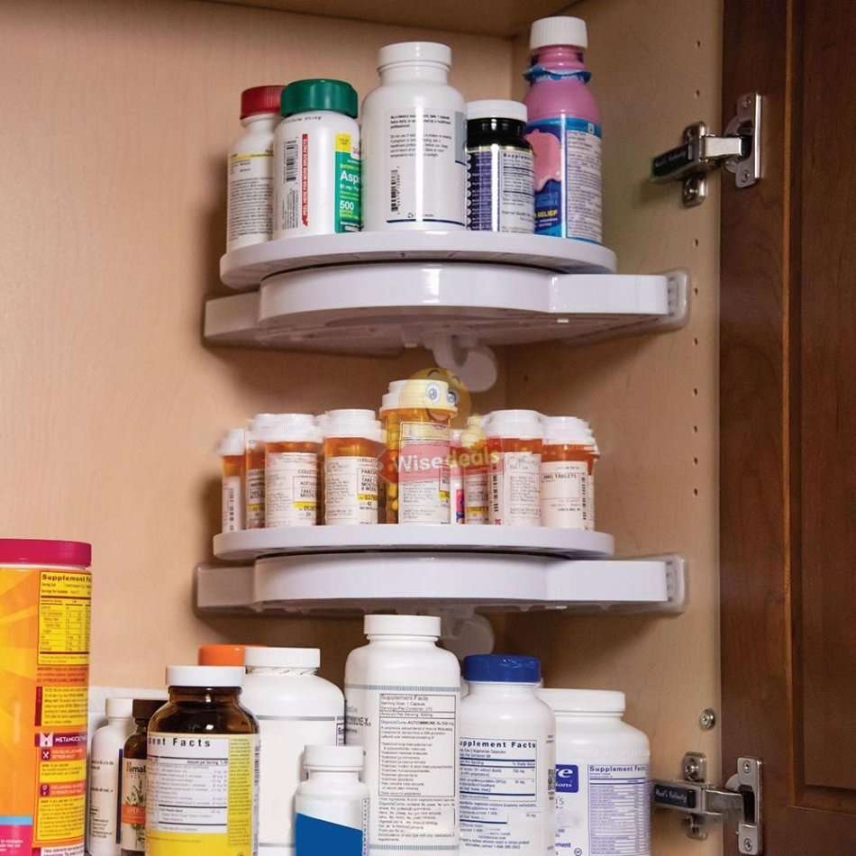 Instant 360° Rotating Shelf with Gripology Suction System, Space Saver, No Tools, No Assembly