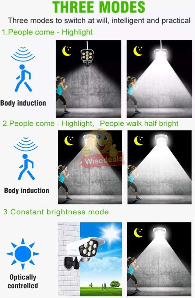 77 COB Solar Motion Sensor Flood Light with, 3 Setting Modes, Waterproof, Rechargeable battery etc.
