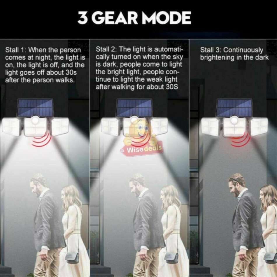 30W Super Bright Solar Flood Light, 3 adjustable heads, 3 modes, 2600mAH battery, Remote Control etc