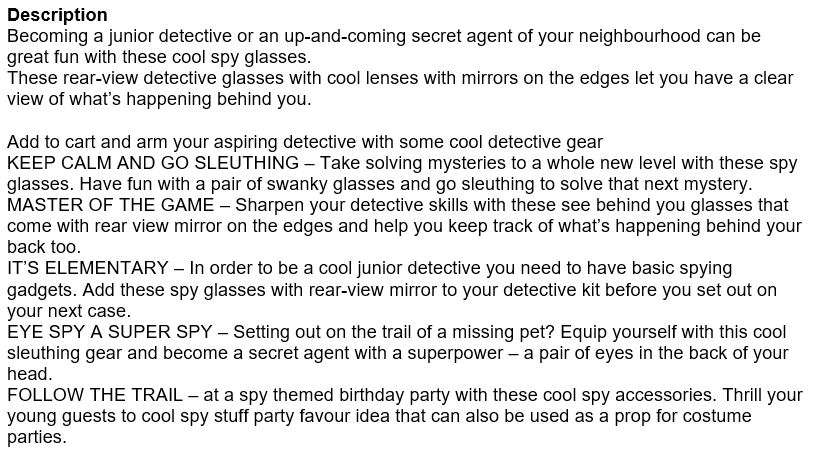 Cool Rear-view Spy Glasses with mirrors on the edges to clearly see what is behind you!