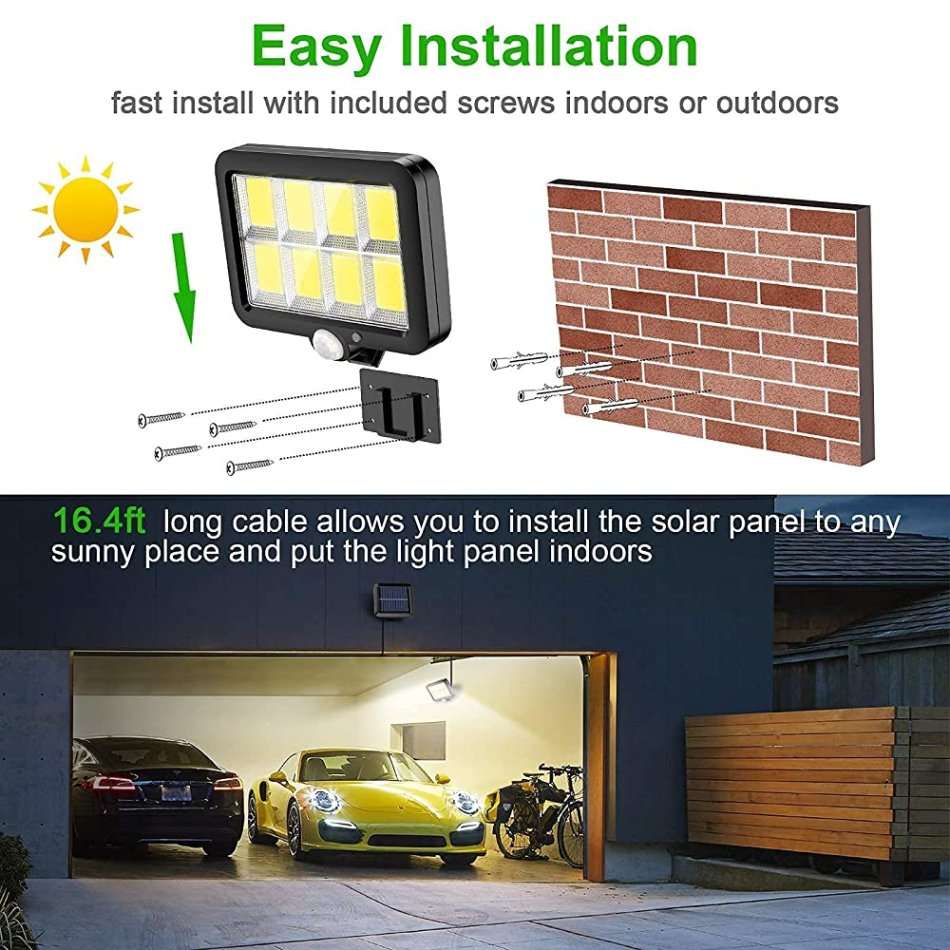 COB LED SOLAR Flood Light Kit with Remote Control