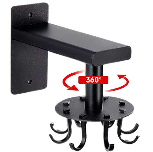 360° Rotating Aluminum Wall Mounted Hanging 8 Hook Set