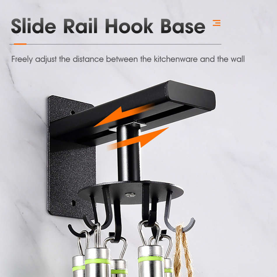 360° Rotating Aluminum Wall Mounted Hanging 8 Hook Set