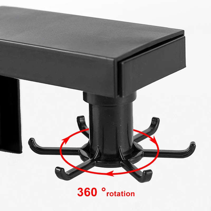 360° Rotating Aluminum Wall Mounted Hanging 8 Hook Set
