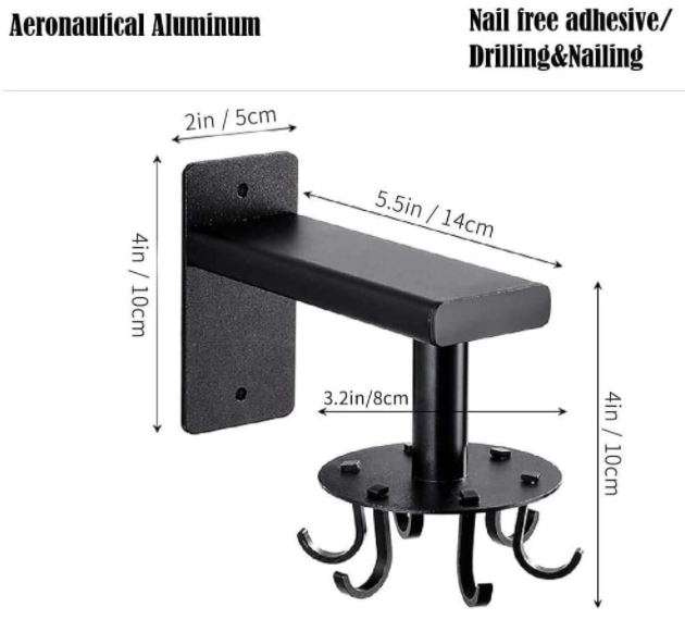 360° Rotating Aluminum Wall Mounted Hanging 8 Hook Set