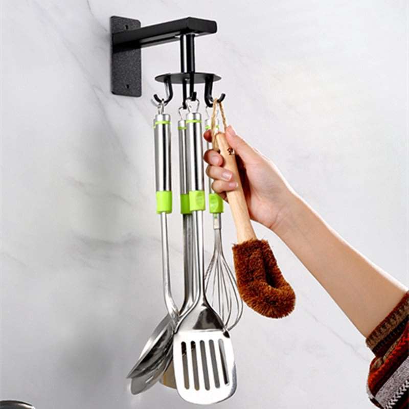 360° Rotating Aluminum Wall Mounted Hanging 8 Hook Set