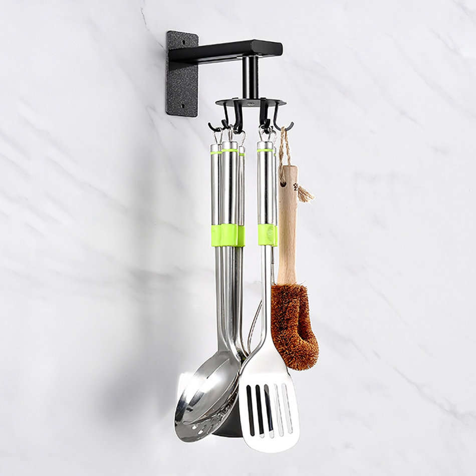 360° Rotating Aluminum Wall Mounted Hanging 8 Hook Set