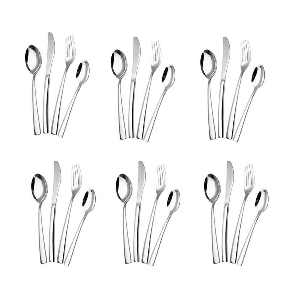 24 Piece Stainless Steel Cutlery Set in Wooden Case