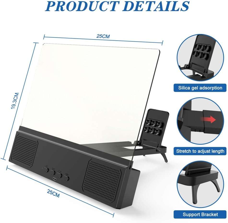Bluetooth Speaker with Phone Screen Magnifier