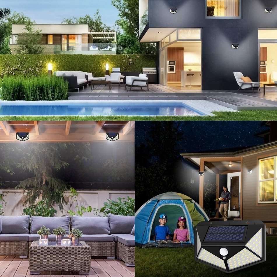 100 LED Solar Sensor Wall Light