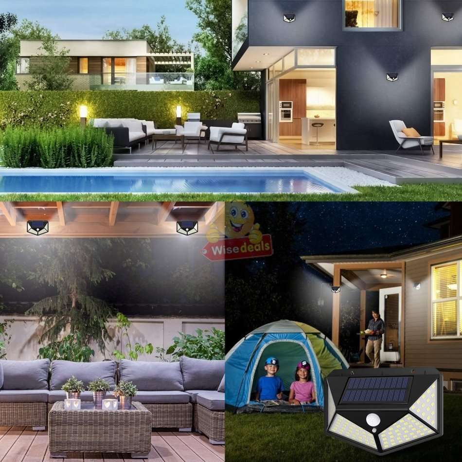 Super Bright 100 LED Solar Sensor Wall Light with 3 Setting Modes