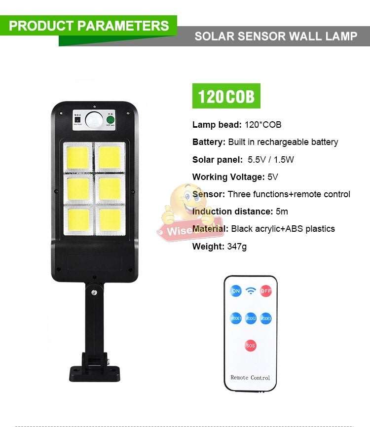 Super Bright 100 LED Solar Sensor Wall Light with 3 Setting Modes