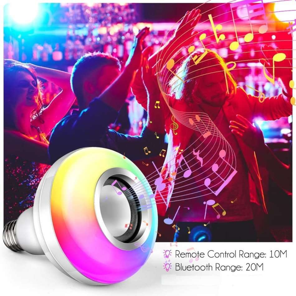 Bluetooth Speaker LED 16 Colour Bulb Light with Remote Control