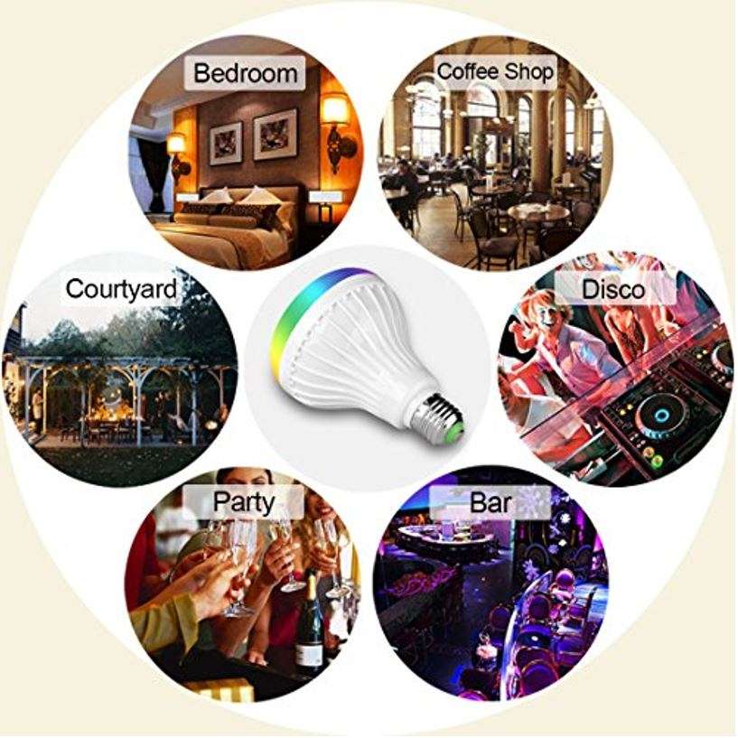 Bluetooth Speaker LED 16 Colour Bulb Light with Remote Control