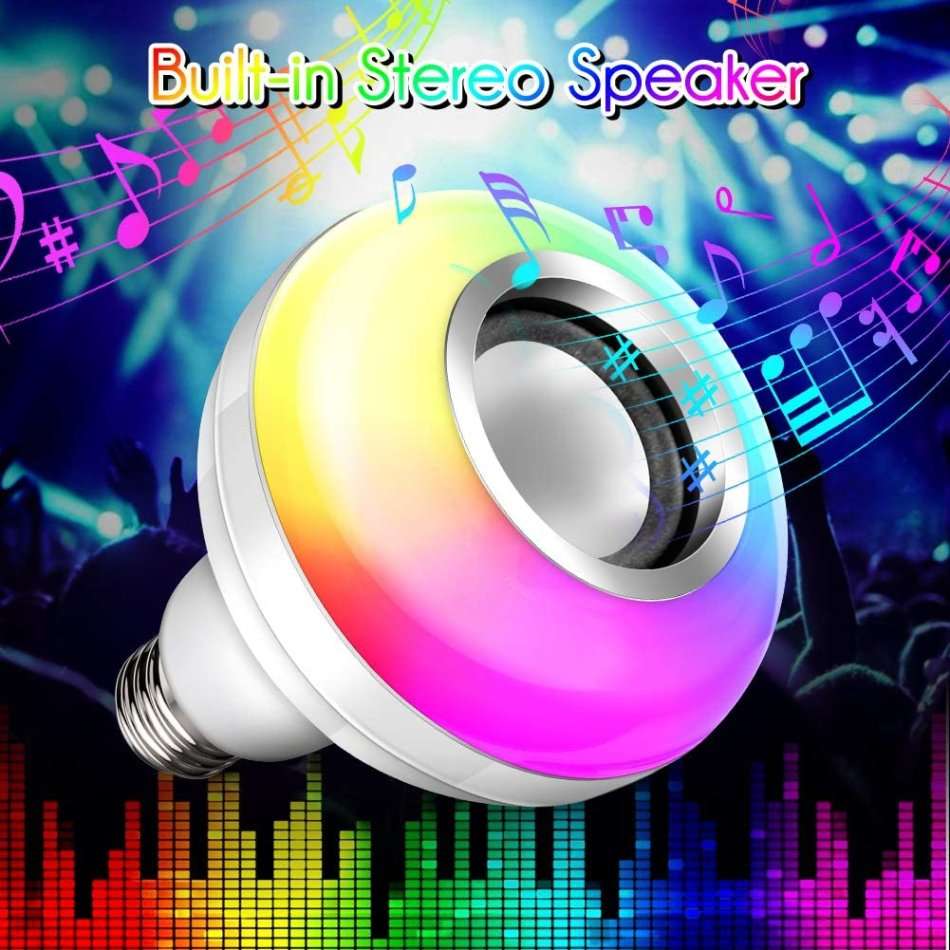 Bluetooth Speaker LED 16 Colour Bulb Light with Remote Control