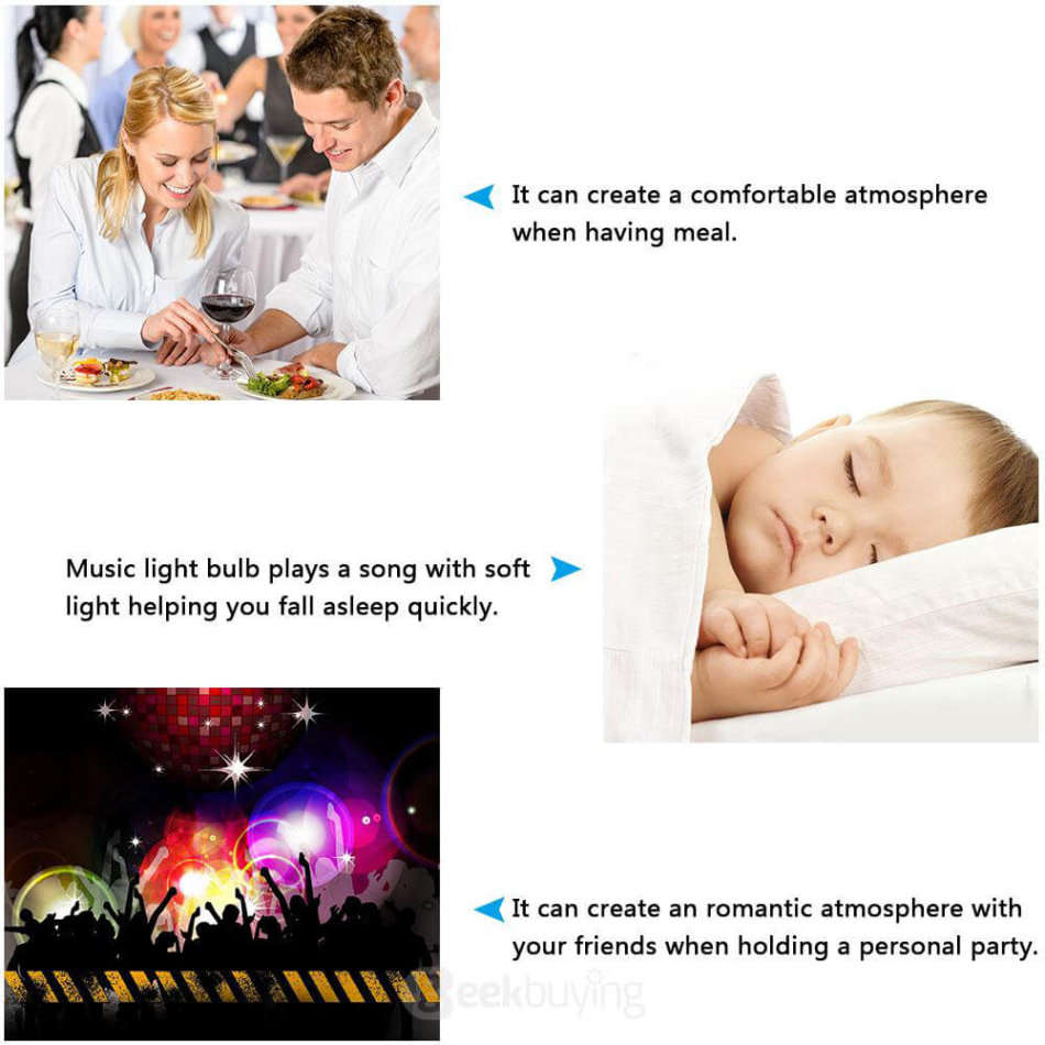 Bluetooth Speaker LED 16 Colour Bulb Light with Remote Control