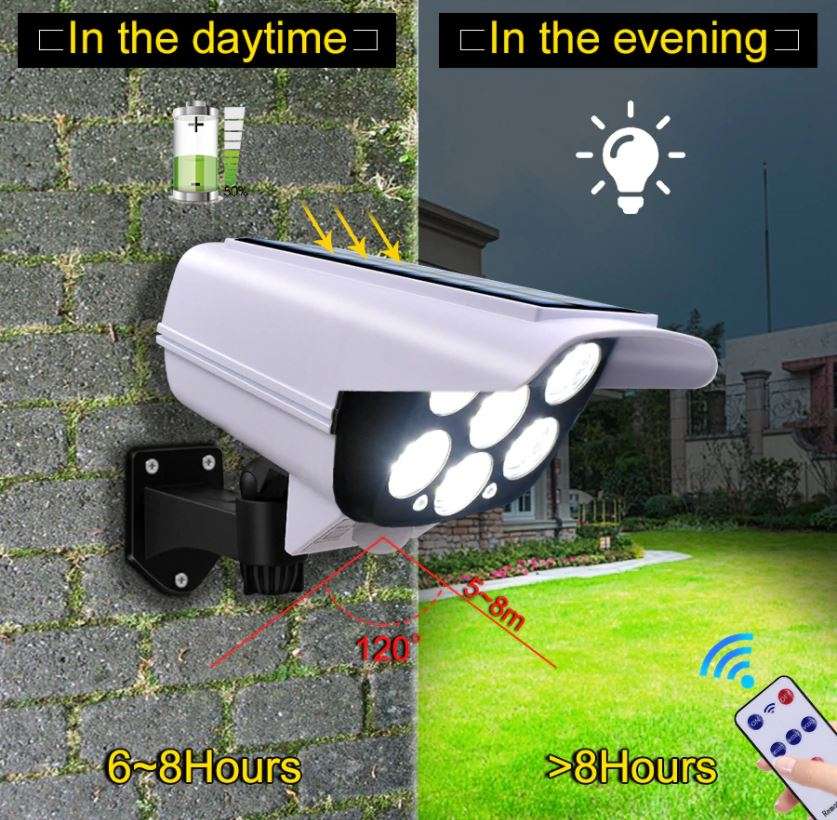 Solar Security Motion Sensor Flood Light with Remote Control