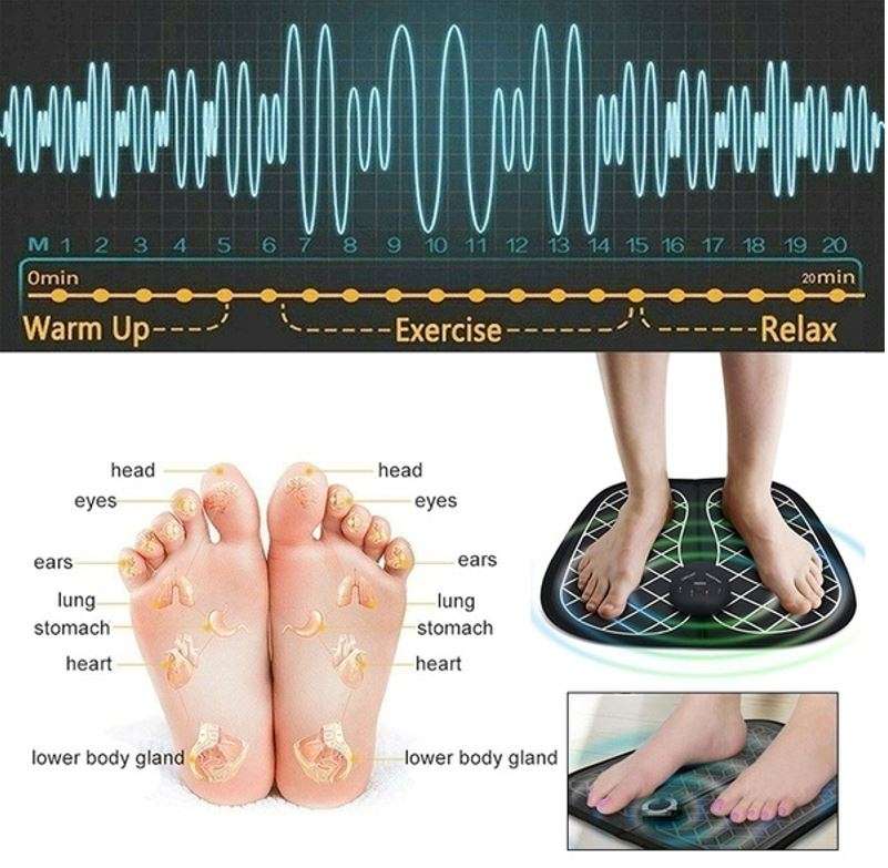 Electric EMS Foot Muscle Massager with 6 Modes, 10 Levels, 15 Minutes Auto Cycle
